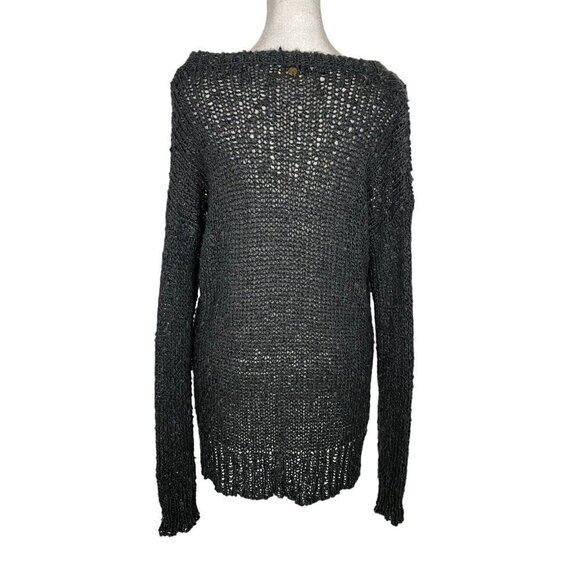 BILLABONG Long Sleeve Open Knit Pullover Sweater Dark Gray S 62-9 - Picture 2 of 14